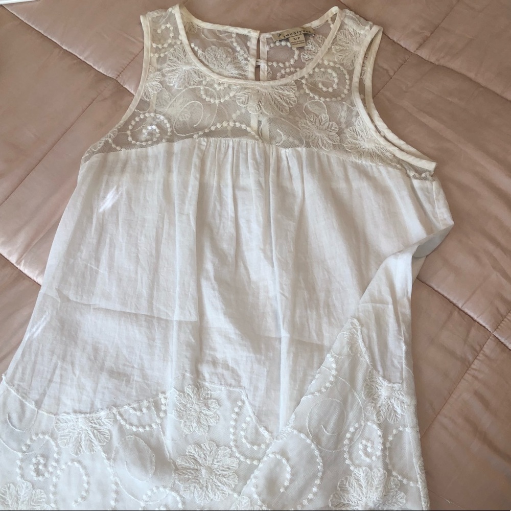 Lace White Shirt with Button Detail